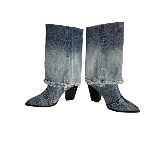 Steve Madden Denim Blue Heeled Boots - Picture 8 of 9
